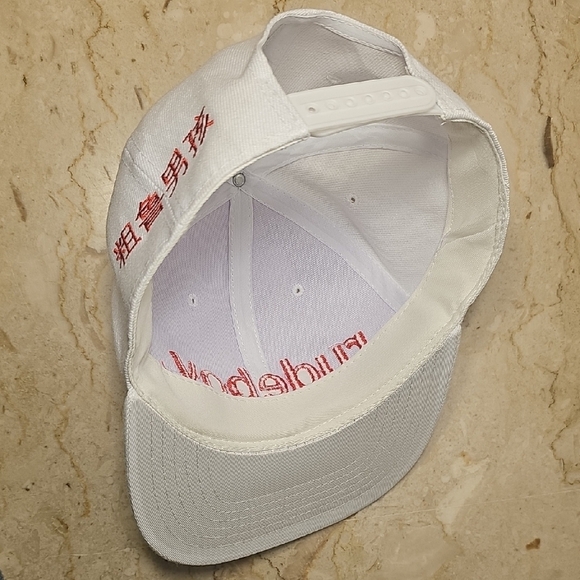 White Cap with Red Embroidered 'rudeboy.' Logo - Picture 3 of 3